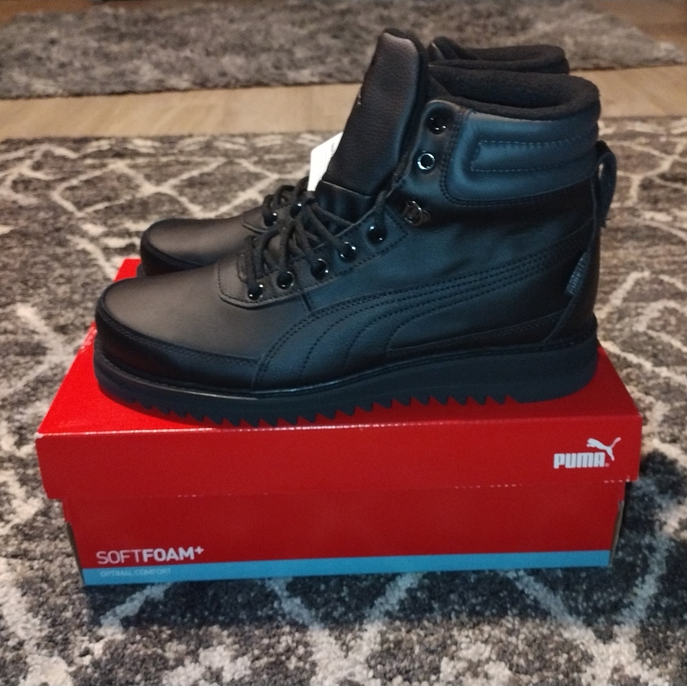 New Puma Desierto v2 PureTEX Black-Dark Shadow Faux Fur Men’s Size 9 boots